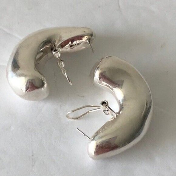 E&L Israel Sterling Silver Wave Electrofom Earrings New 1 3/4in long - Picture 7 of 13